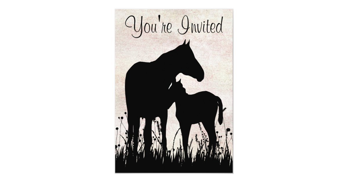Silhouette Mare and Foal Horse Baby Shower Invitation | Zazzle.com