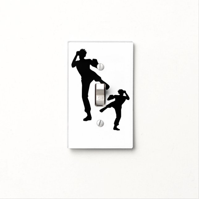 Silhouette Martial Arts Light Switch Cover (In Situ)