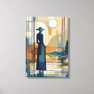Silhouette Modern Colorful Wrapped Art Canvas Prin