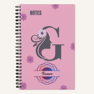 Silhouette Monogram Notebook - Named with Letter G