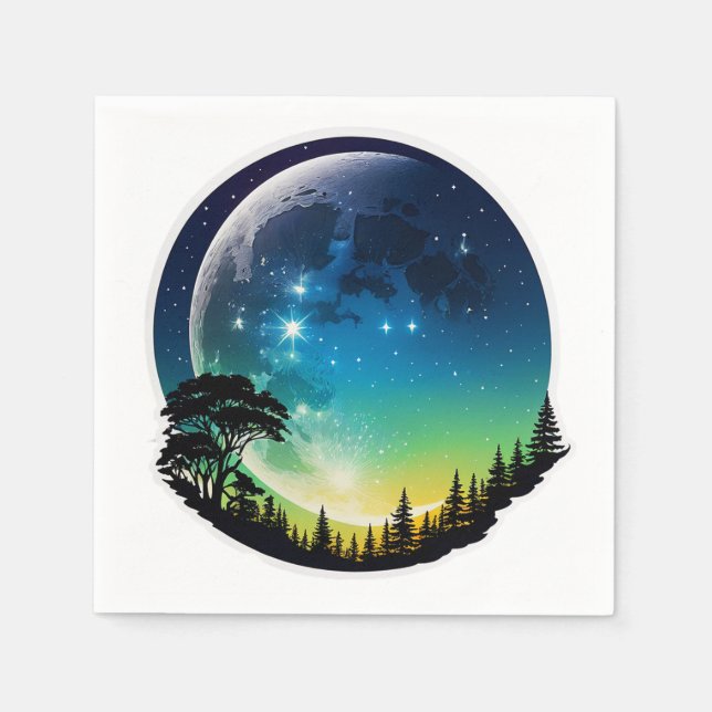 Silhouette Moon Night Napkins (Front)