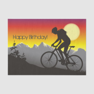 Silhouette Mountain Bike Happy Birthday Tissue Paper