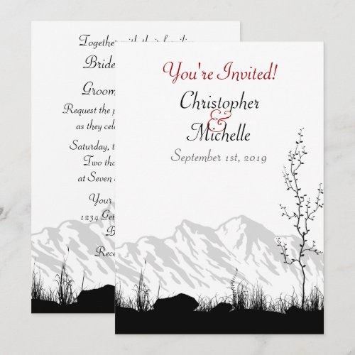 Beautiful Silhouette Mountain Wedding Invitation
