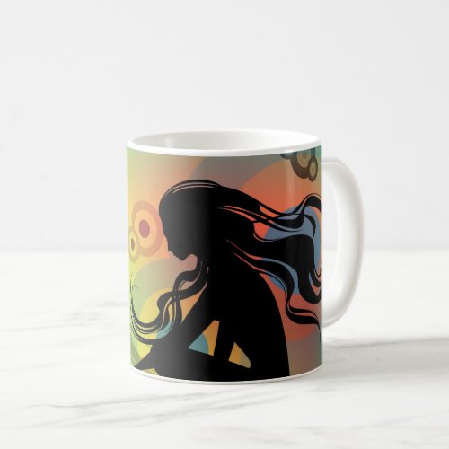 Silhouette Music Rhythm Woman Coffee Mug
