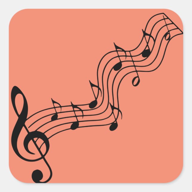 silhouette-musical-note-clef-bass square sticker (Front)