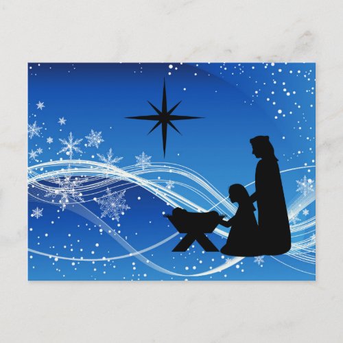 Silhouette Nativity Scene Christmas Holiday Postcard