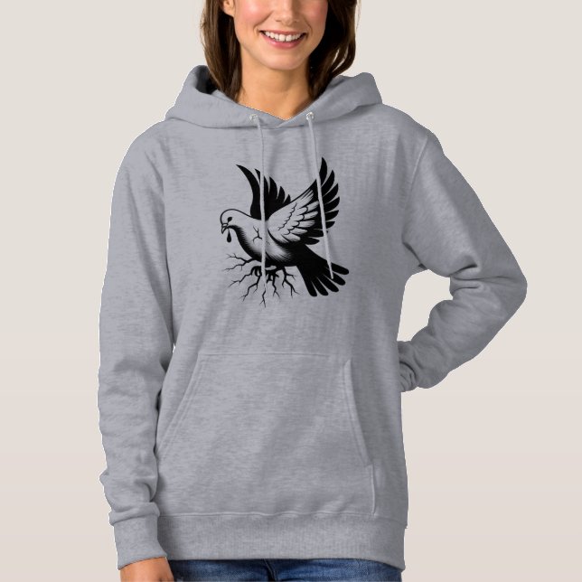 silhouette of a bird, T-Shirt Hoodie (Front)