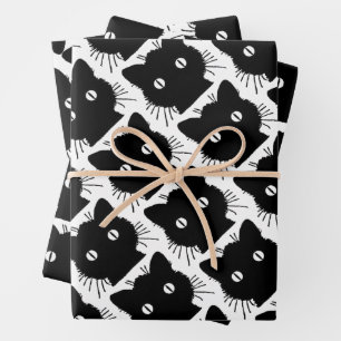 Silhouette of a black cat vintage illustration wrapping paper sheets