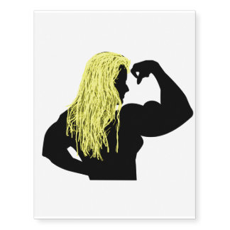 Silhouette of a Blonde Female Bodybuilder Flexing Temporary Tattoos