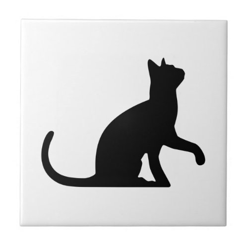 Silhouette of a Cat Entreating Tile