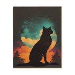 silhouette of a cat wood wall art
