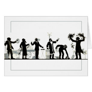 Silhouette of a Christmas Street Market Cards
