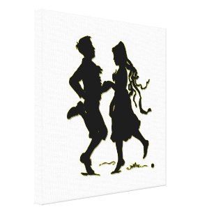 Silhouette of a Couple dancing a jig Canvas Print