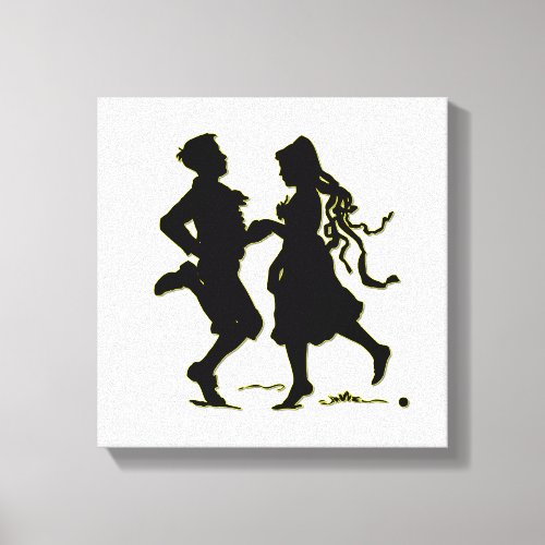 Silhouette of a Couple dancing a jig Canvas Print