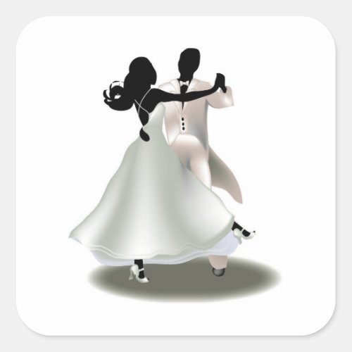 Silhouette of a Dancing Couple Square Sticker