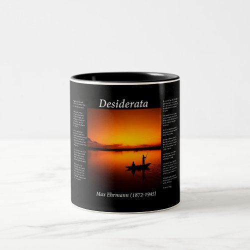 silhouette of a father and son fishing in white Two_Tone coffee mug