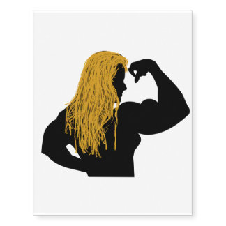 Silhouette of a Female Bodybuilder Flexing Temporary Tattoos