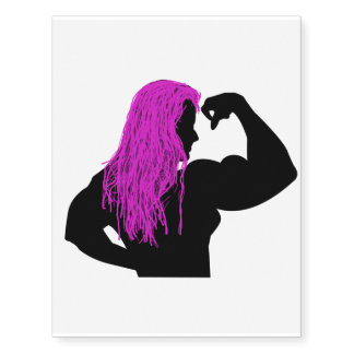 Silhouette of a Female Bodybuilder Flexing Temporary Tattoos