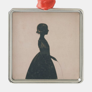 Silhouette of a girl with a skipping rope metal ornament