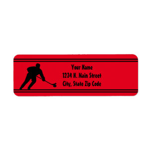 Silhouette Of A Hockey Player Label
