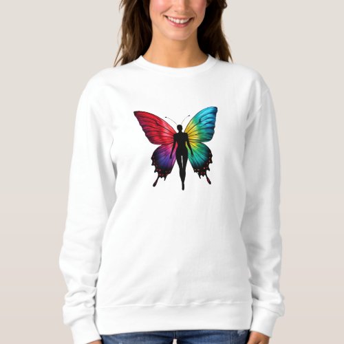 Silhouette of a human butterflymulti color  sweatshirt