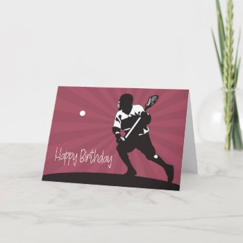 Silhouette Of A Lacrosse Player For Birthday Card by JJBDesigns at Zazzle