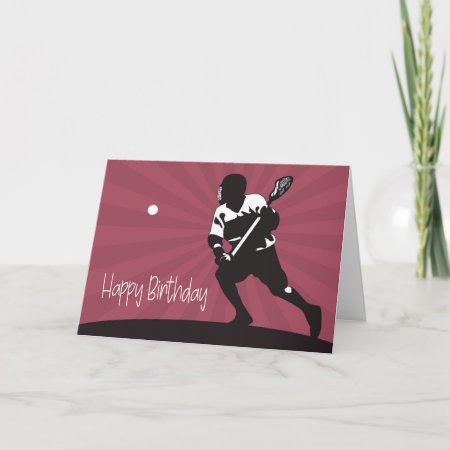 Silhouette Of A Lacrosse Player For Birthday Card