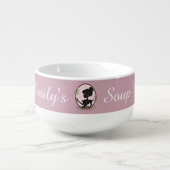Silhouette of a lady Purple Soup Mug (Front)