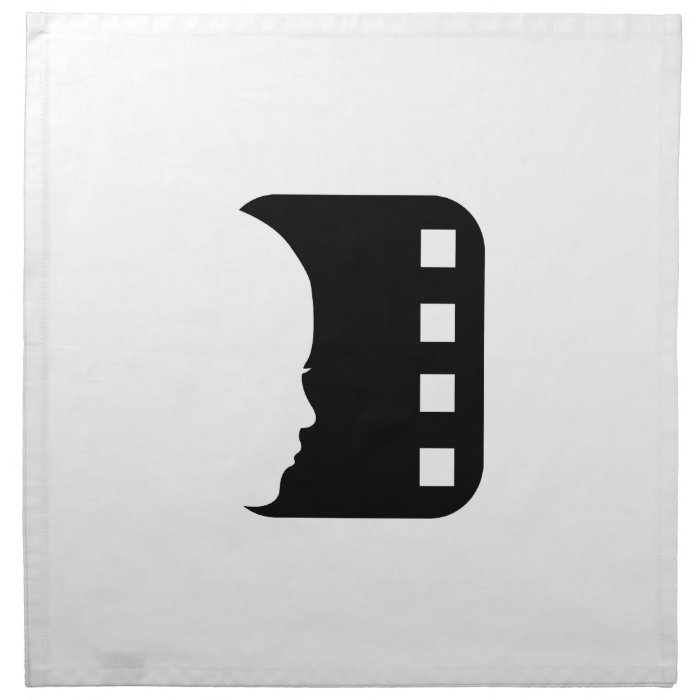 Silhouette of a lady's face on a filmstrip cloth napkin