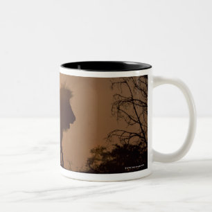Silhouette of a lion Two-Tone coffee mug