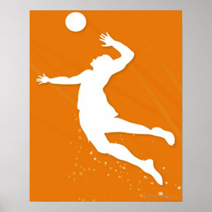 Silhouette of a man playing volleyball poster