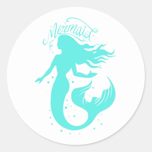 Silhouette of a mermaid _ Choose background color Classic Round Sticker
