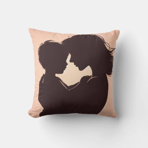Silhouette of a mother throw pillow