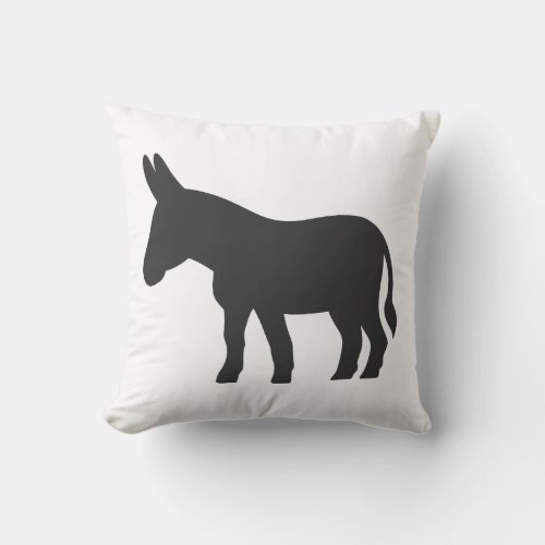 Silhouette of a mule throw pillow