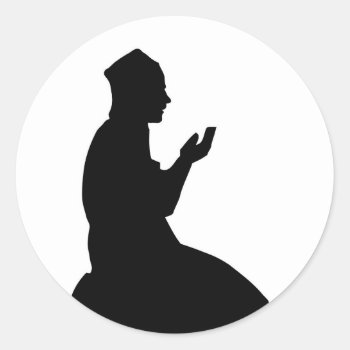 Silhouette Of A Muslim Praying Man Classic Round Sticker by ShawlinMohd at Zazzle
