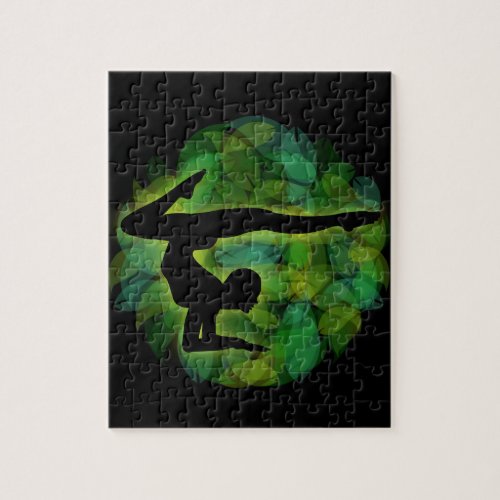 Silhouette of a person doing gymnastics or yoga jigsaw puzzle