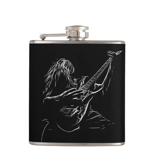 Silhouette of a Rock Musician Flask