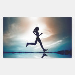 silhouette of a running girl rectangular sticker