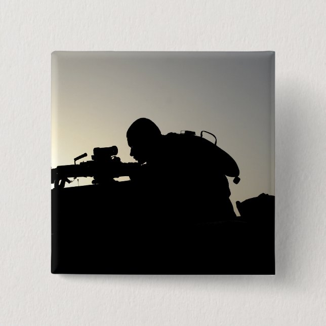 Silhouette of a Squad Automatic Weapon gunner Button (Front)