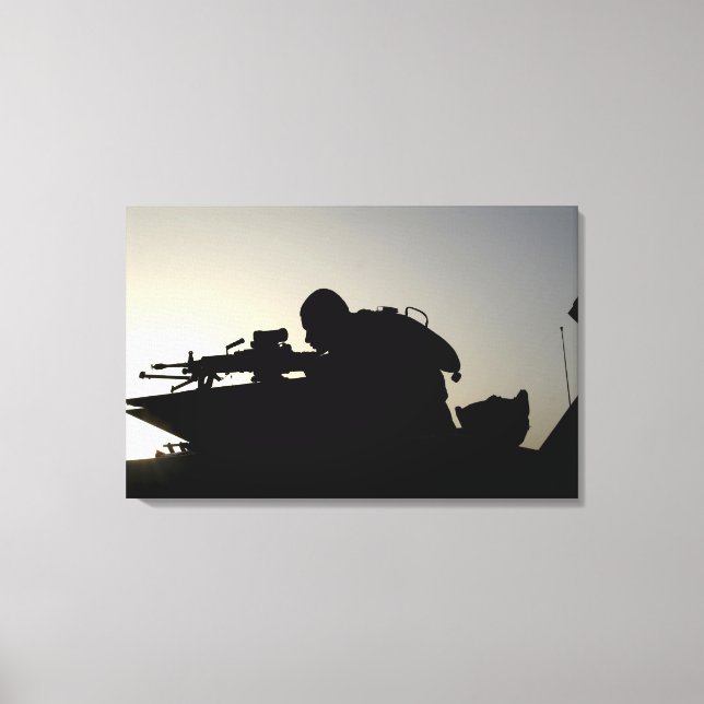 Silhouette of a Squad Automatic Weapon gunner Canvas Print (Front)