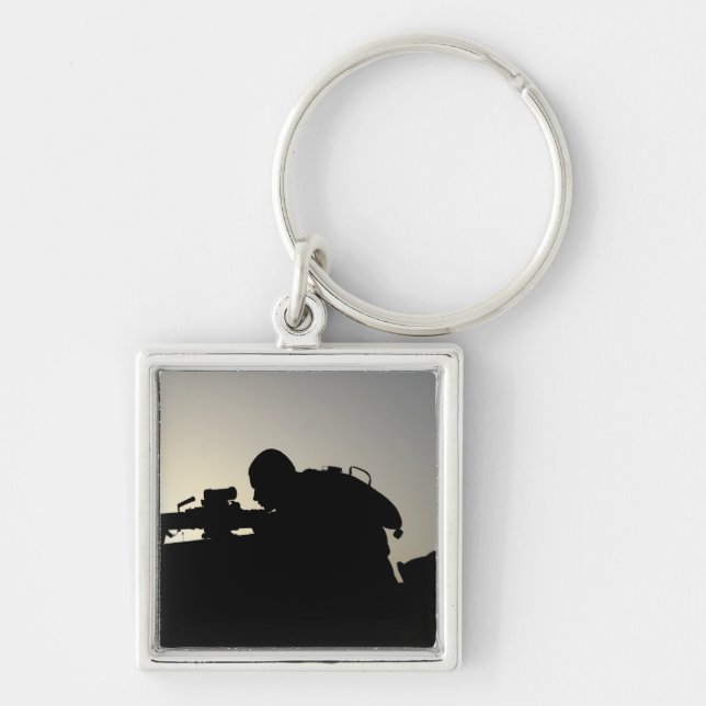 Silhouette of a Squad Automatic Weapon gunner Keychain (Front)