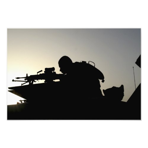 Silhouette of a Squad Automatic Weapon gunner Photo Print