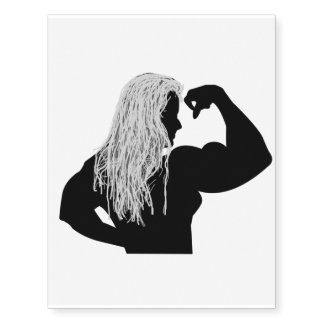 Silhouette of a Strong Female Bodybuilder Flexing Temporary Tattoos