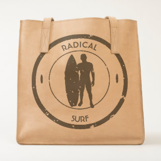 Silhouette of a surfer and surfboard tote