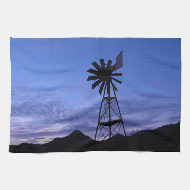 Silhouette of a windmill kitchen towel (Horizontal)