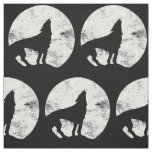 Silhouette of a wolf howling at the moon fabric