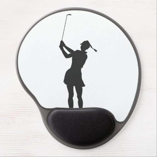Silhouette of a woman playing golf gel mouse pad