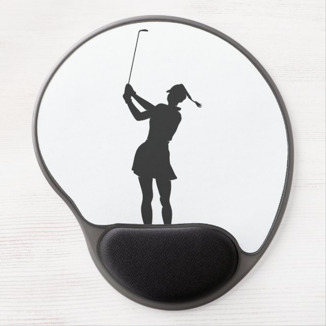 Silhouette of a woman playing golf gel mouse pad (Front)