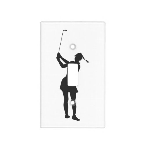 Silhouette of a woman playing golf light switch cover