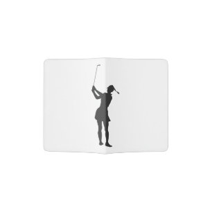 Silhouette of a woman playing golf passport holder